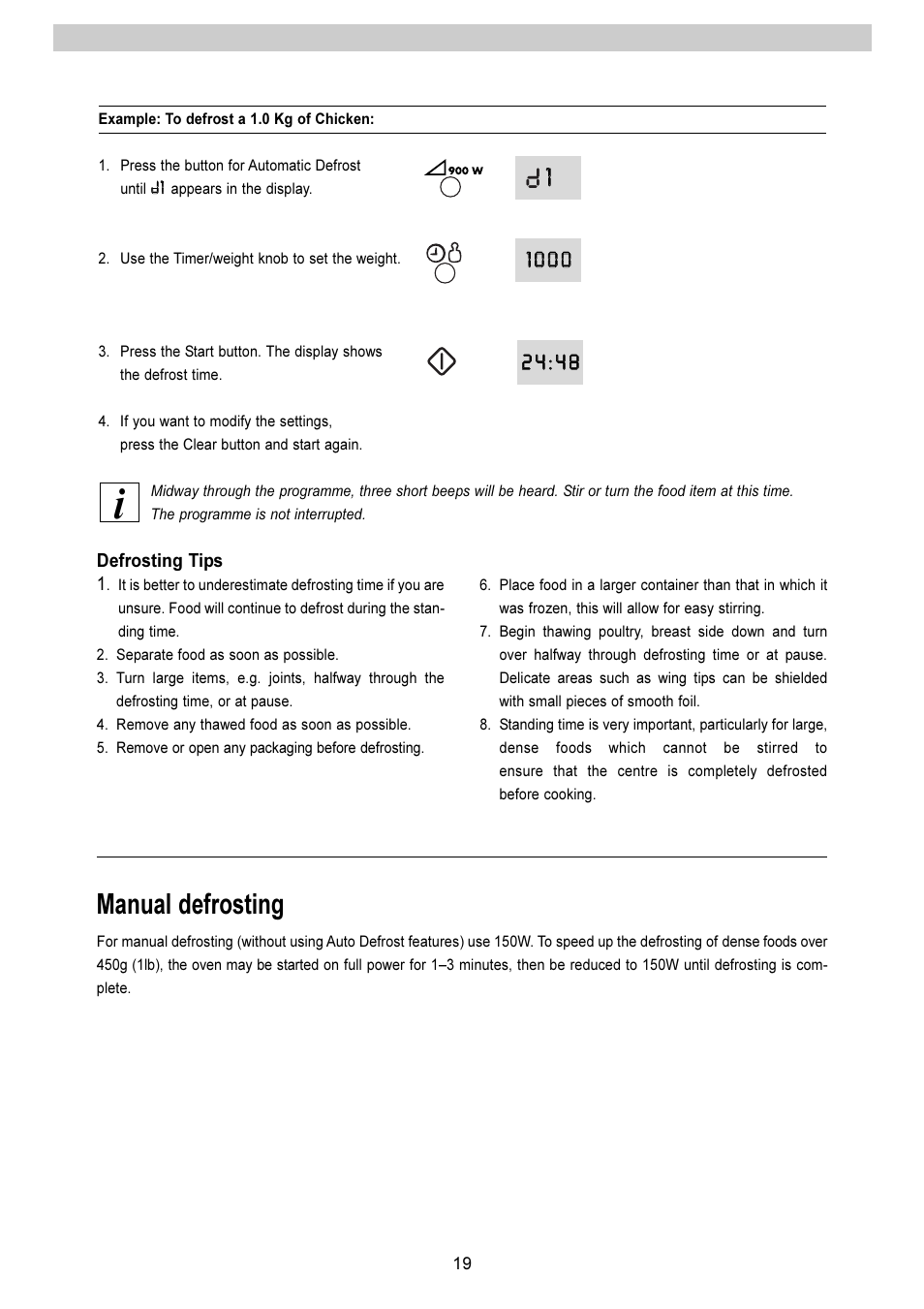 Manual defrosting | Electrolux EMS 2485 User Manual | Page 19 / 32