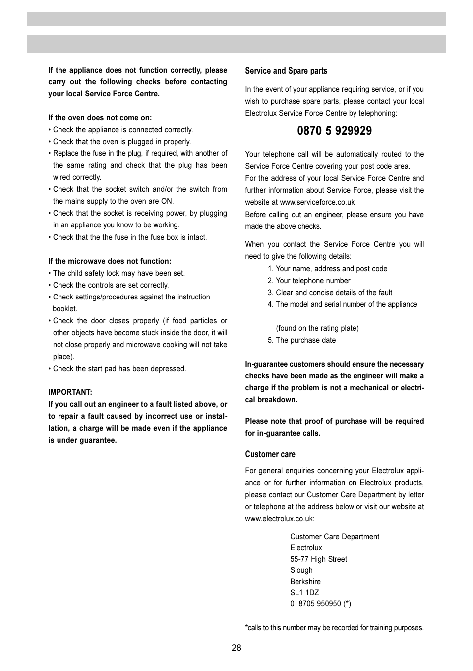 Electrolux EMS 2485 User Manual | Page 28 / 32