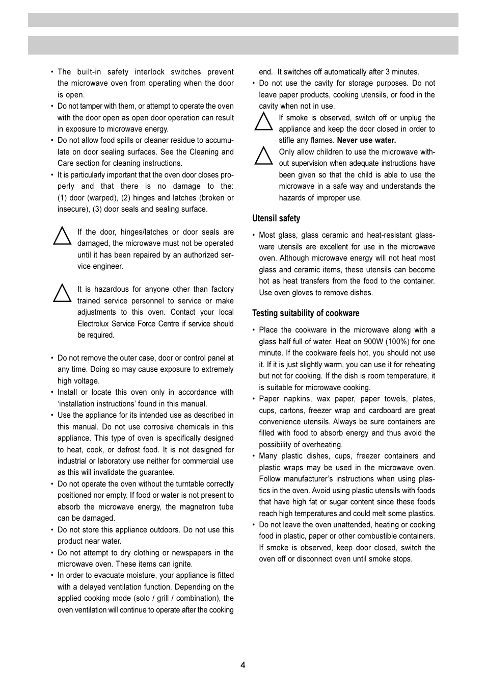 S sa affe etty y iin ns sttrru uc cttiio on ns s | Electrolux EMS 2485 User Manual | Page 4 / 32