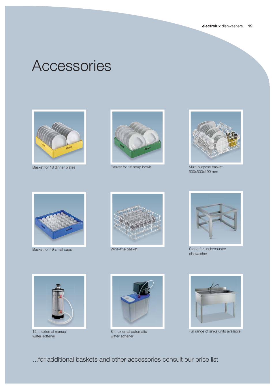 Accessories | Electrolux Dishwashing EUC1 User Manual | Page 19 / 20