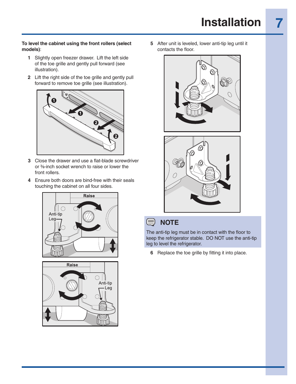 Installation | Electrolux 241940002 User Manual | Page 7 / 37