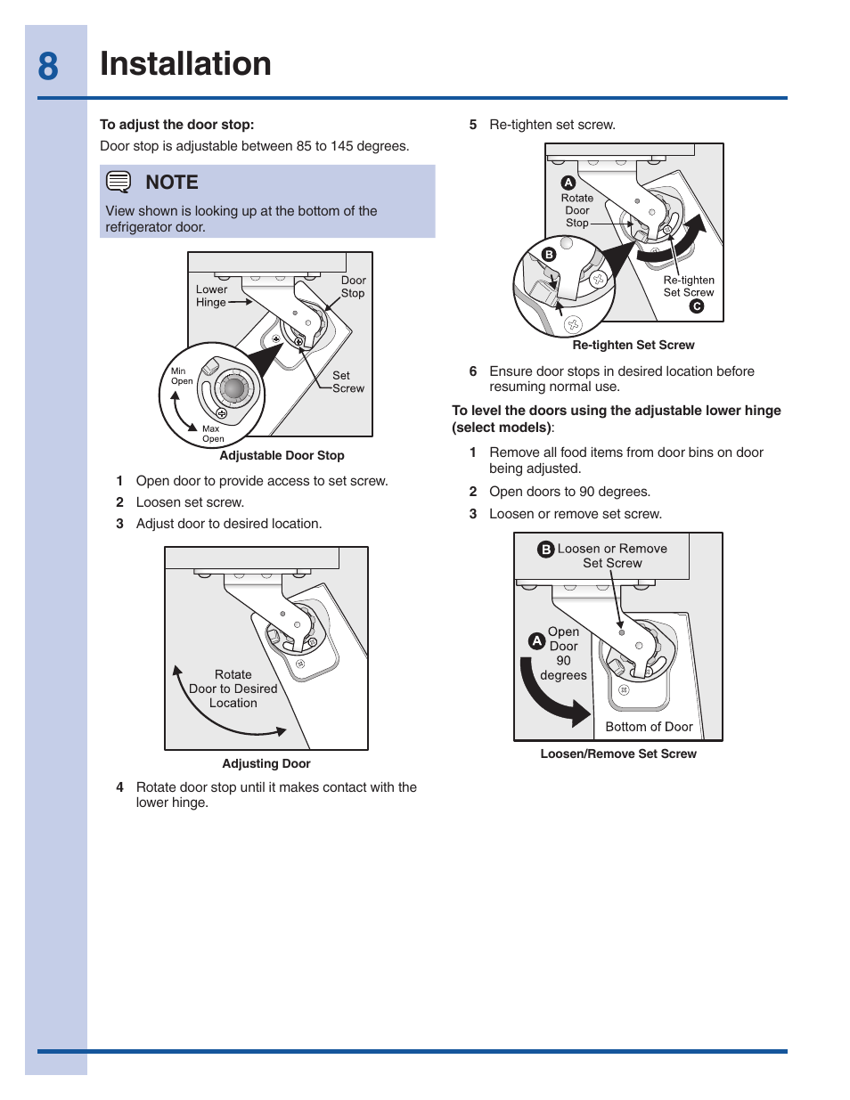 Installation | Electrolux 241940002 User Manual | Page 8 / 37