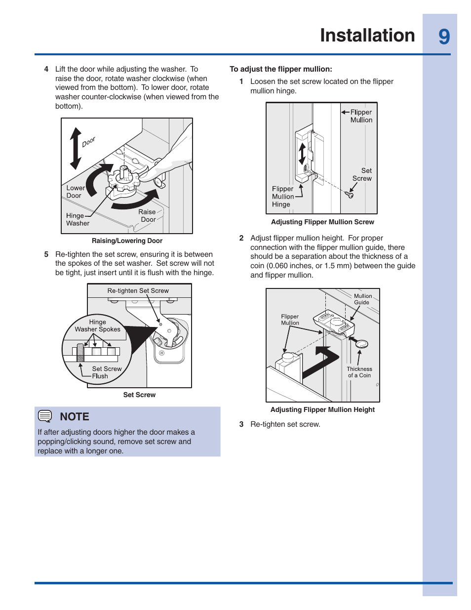 Installation | Electrolux 241940002 User Manual | Page 9 / 37