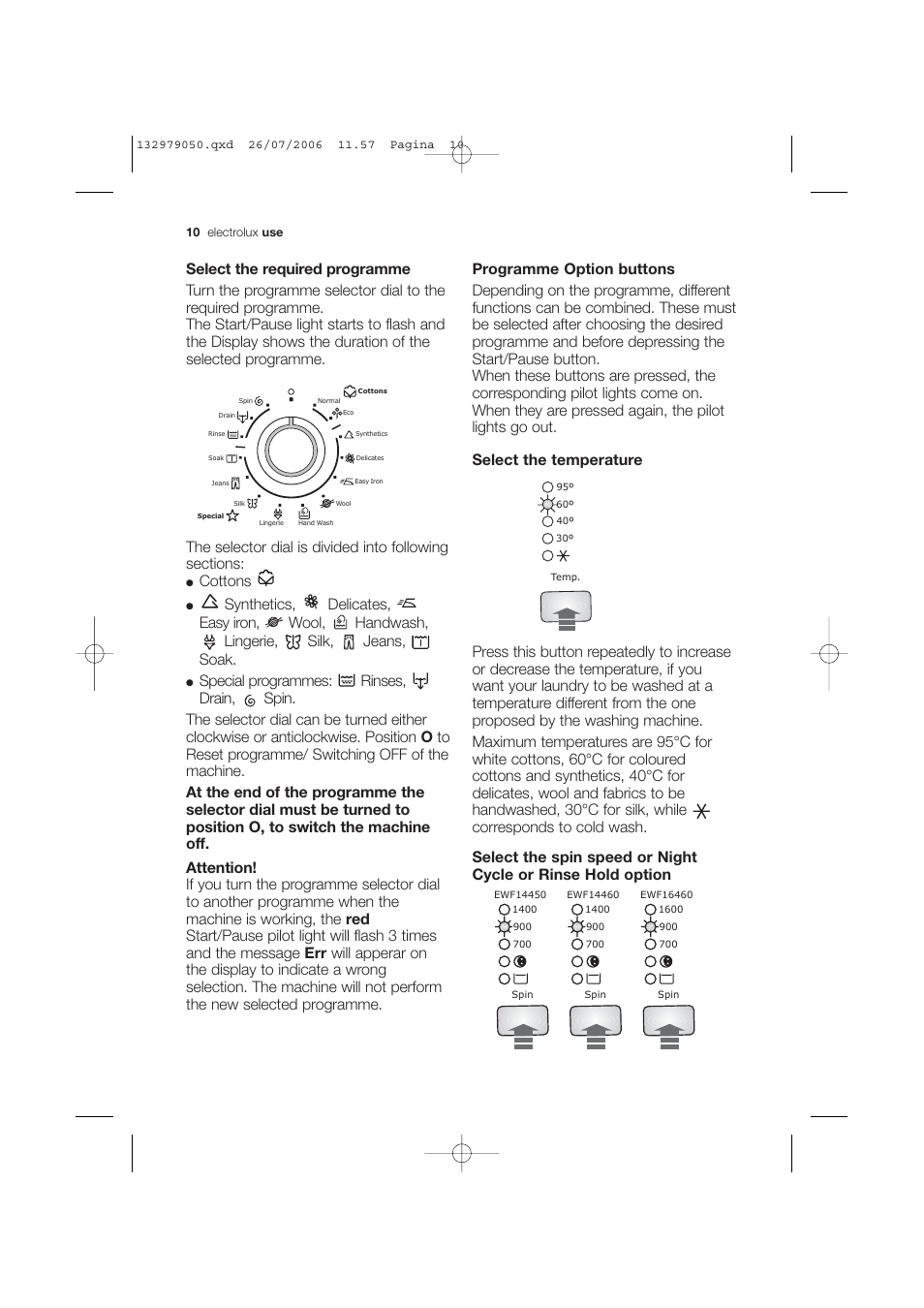 Cottons | Electrolux EWF 14450 User Manual | Page 10 / 44