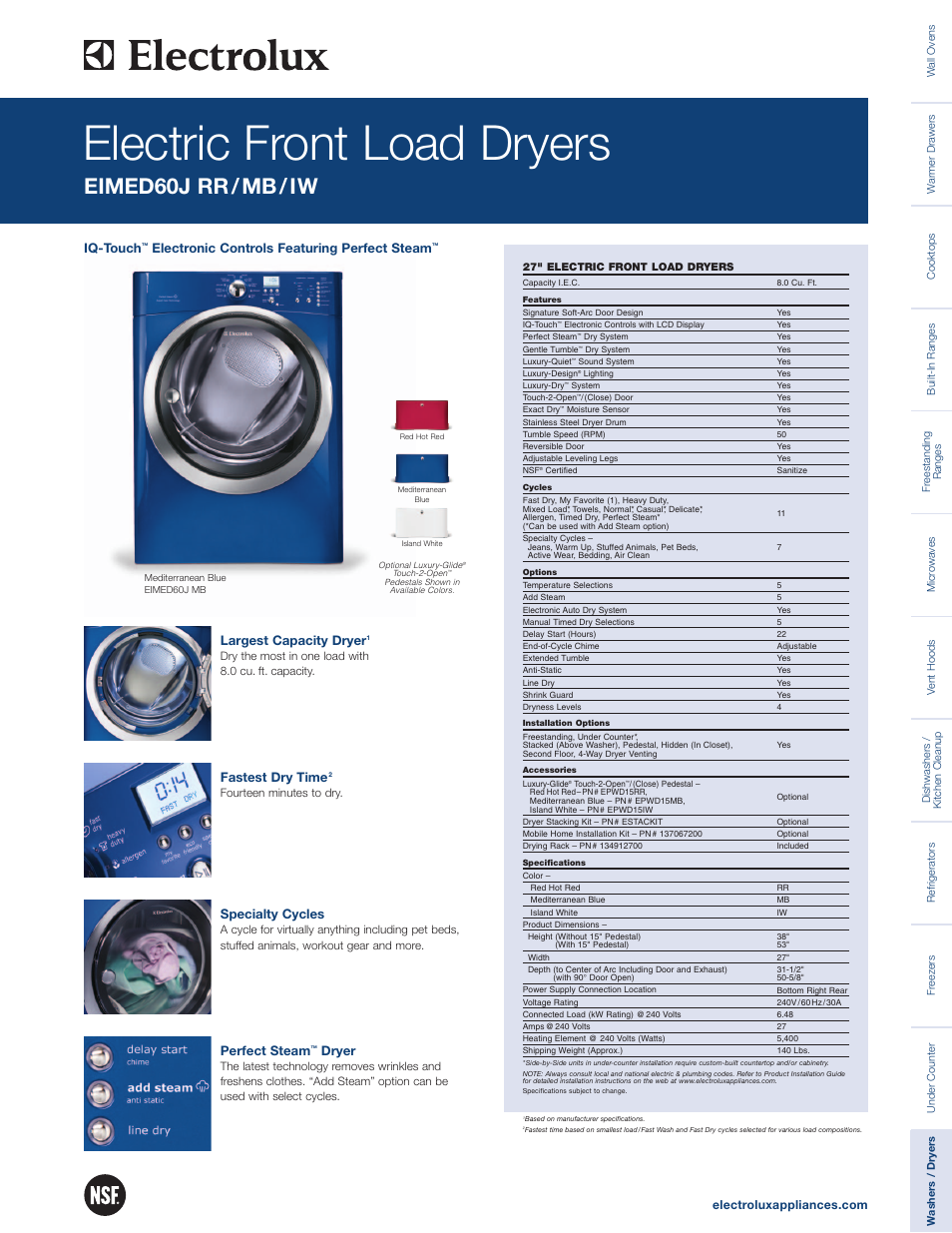 Electrolux EIMED60J User Manual | 2 pages