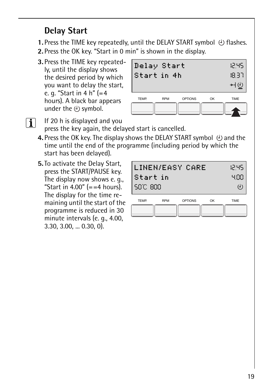 Delay start | Electrolux 88810 User Manual | Page 19 / 48