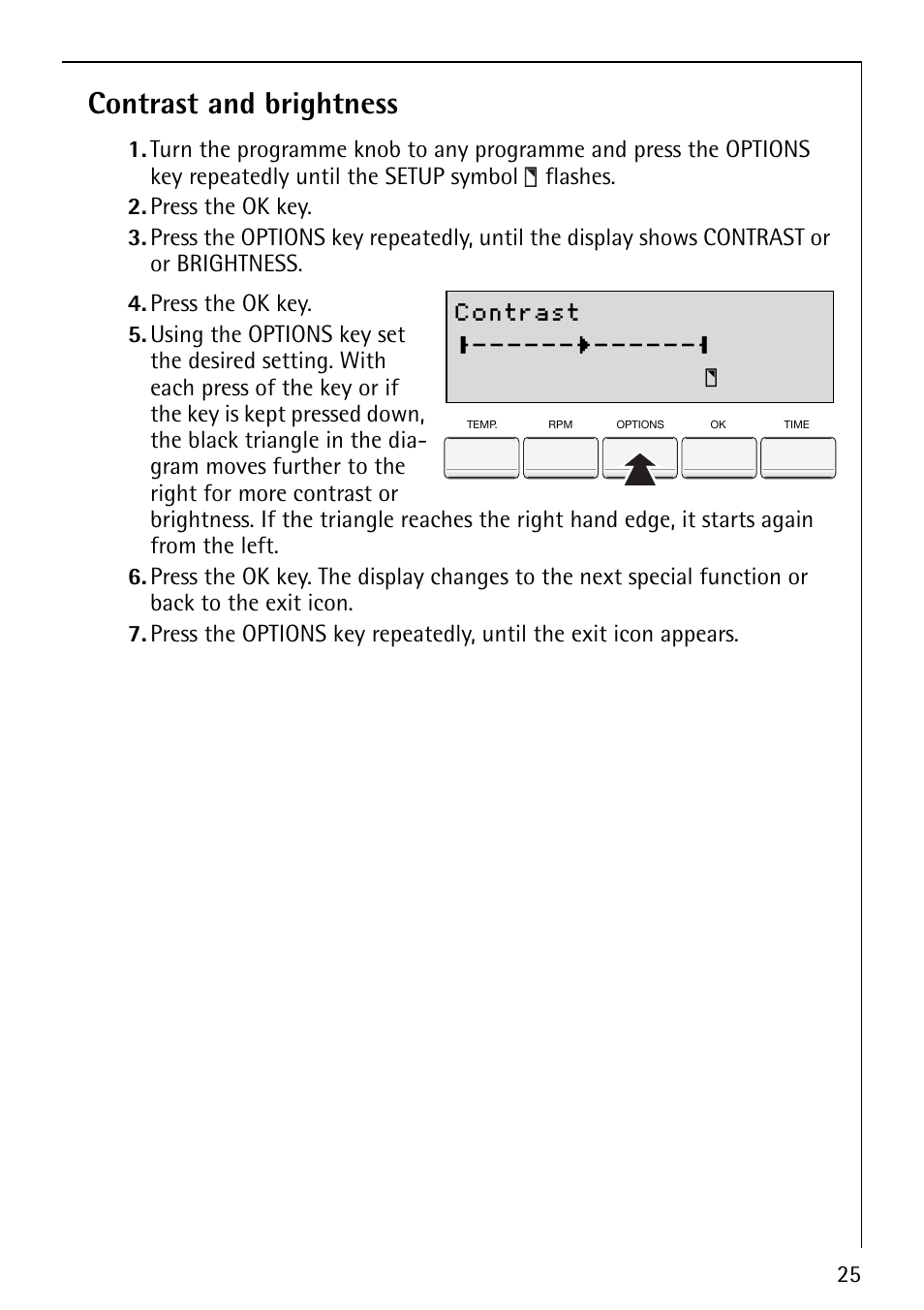 Contrast and brightness | Electrolux 88810 User Manual | Page 25 / 48