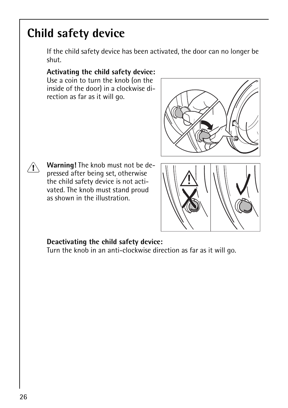 Child safety device | Electrolux 88810 User Manual | Page 26 / 48