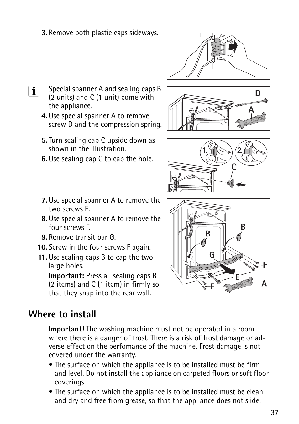 Where to install | Electrolux 88810 User Manual | Page 37 / 48