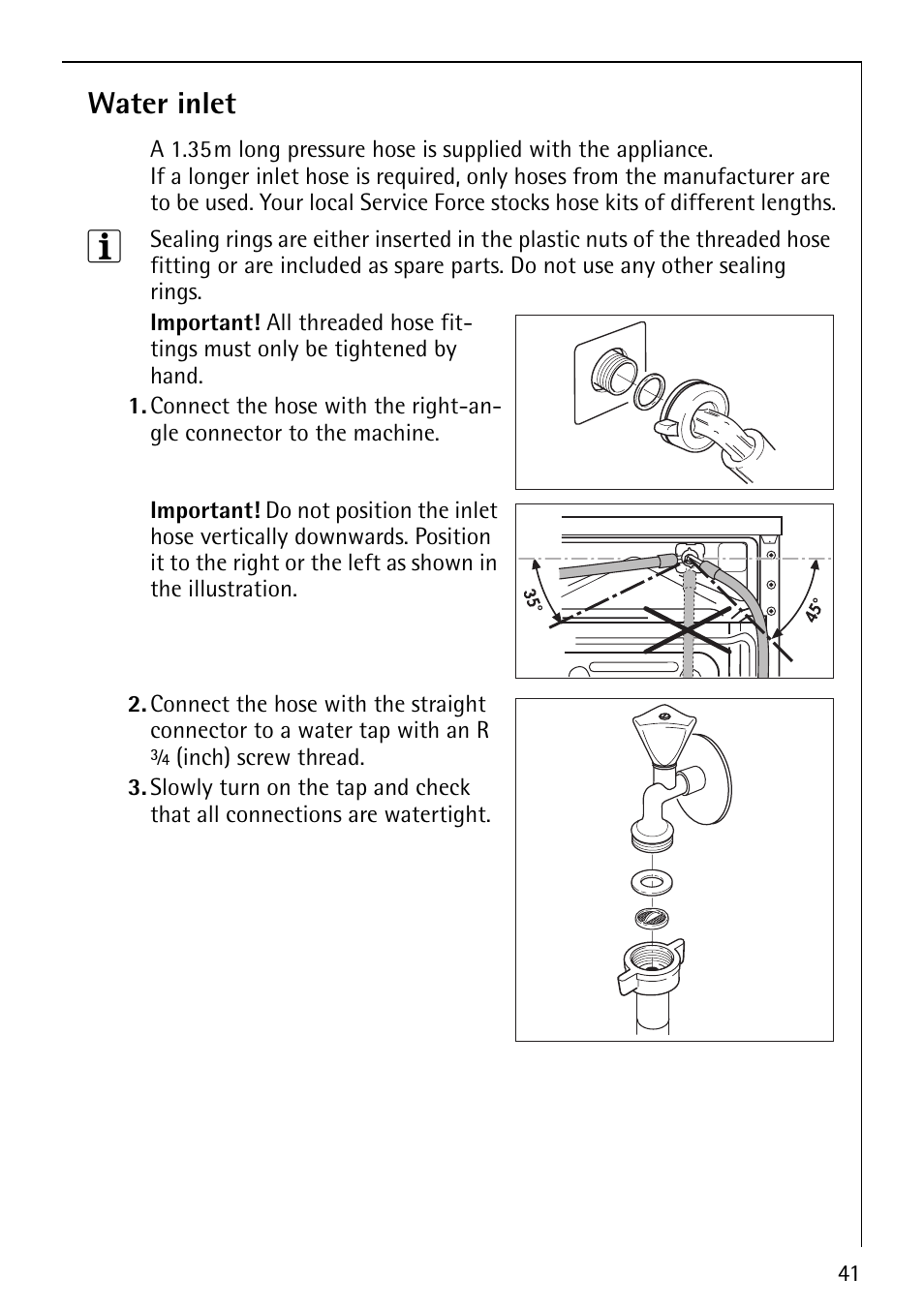 Water inlet | Electrolux 88810 User Manual | Page 41 / 48