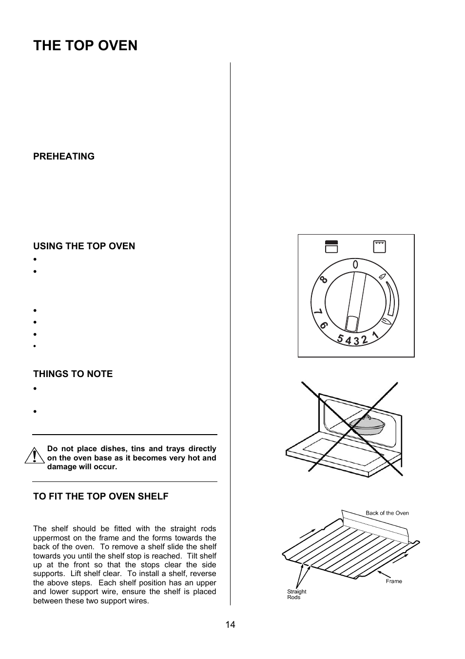 The top oven, Preheating, Using the top oven | Electrolux U27498 EKG5547 User Manual | Page 14 / 40