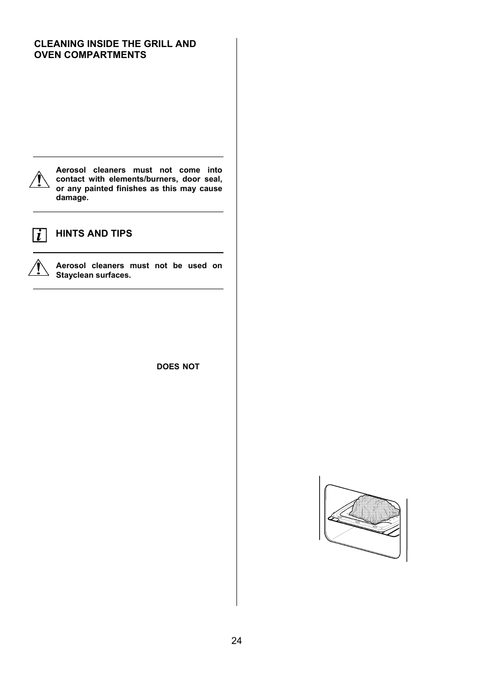 24 cleaning inside the grill and oven compartments, Hints and tips | Electrolux U27498 EKG5547 User Manual | Page 24 / 40