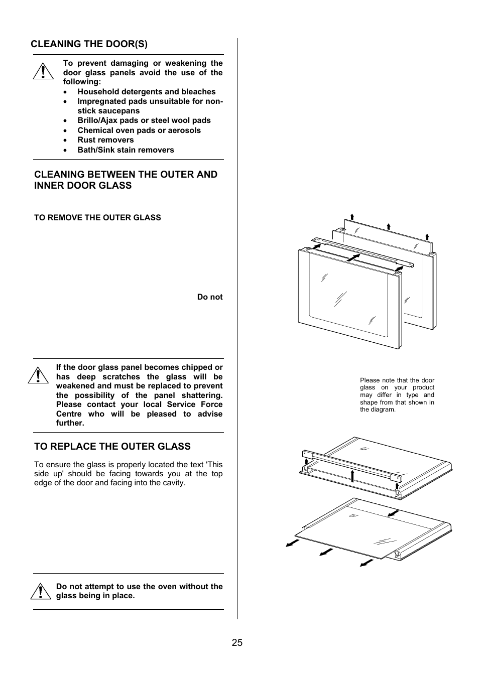 25 cleaning the door(s), Cleaning between the outer and inner door glass | Electrolux U27498 EKG5547 User Manual | Page 25 / 40