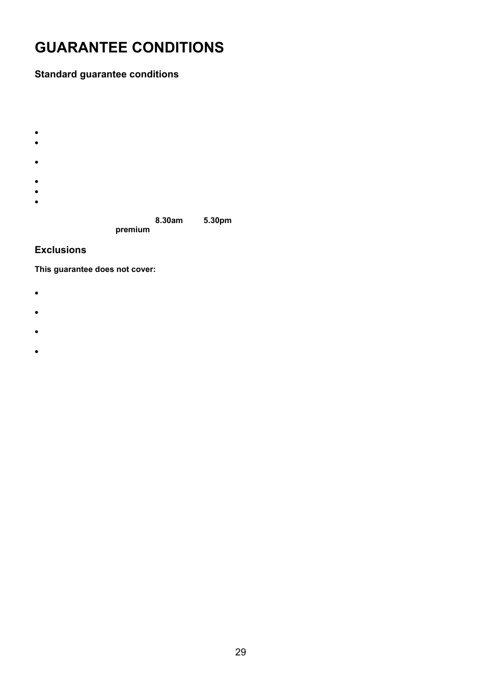 Guarantee conditions | Electrolux U27498 EKG5547 User Manual | Page 29 / 40