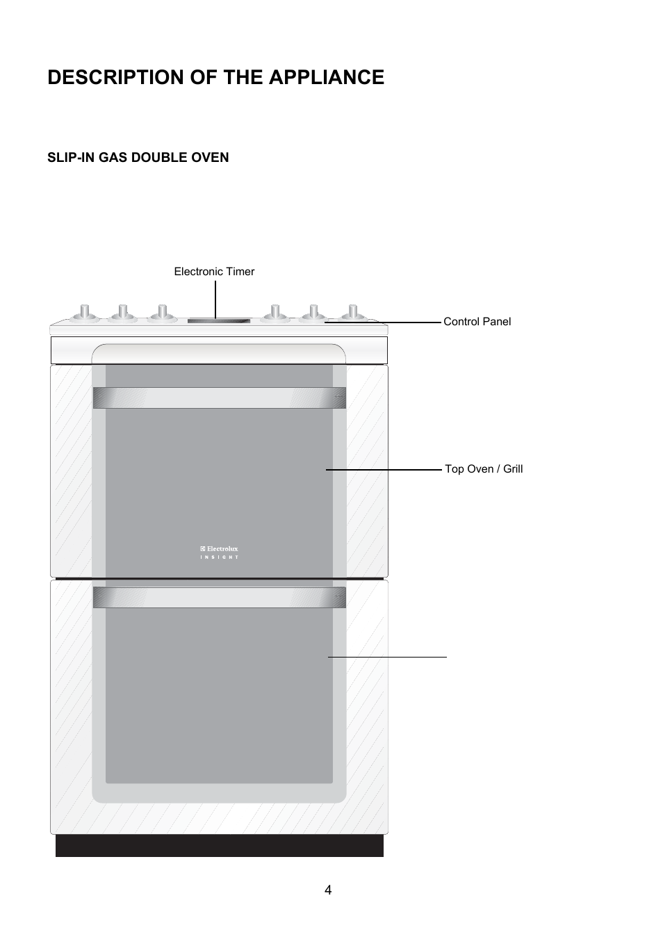 Description of the appliance | Electrolux U27498 EKG5547 User Manual | Page 4 / 40