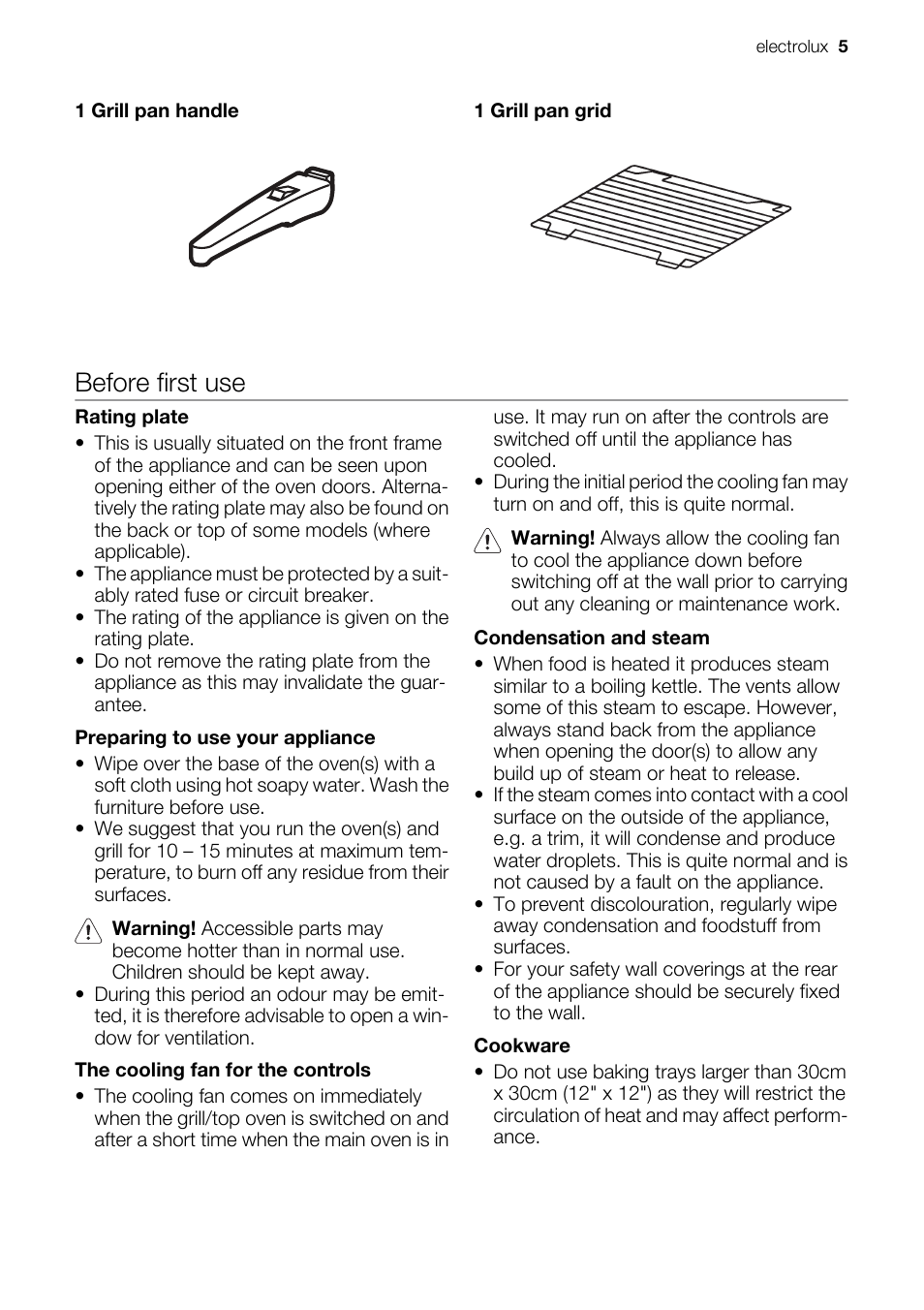 Before first use | Electrolux EKG6047 User Manual | Page 5 / 28