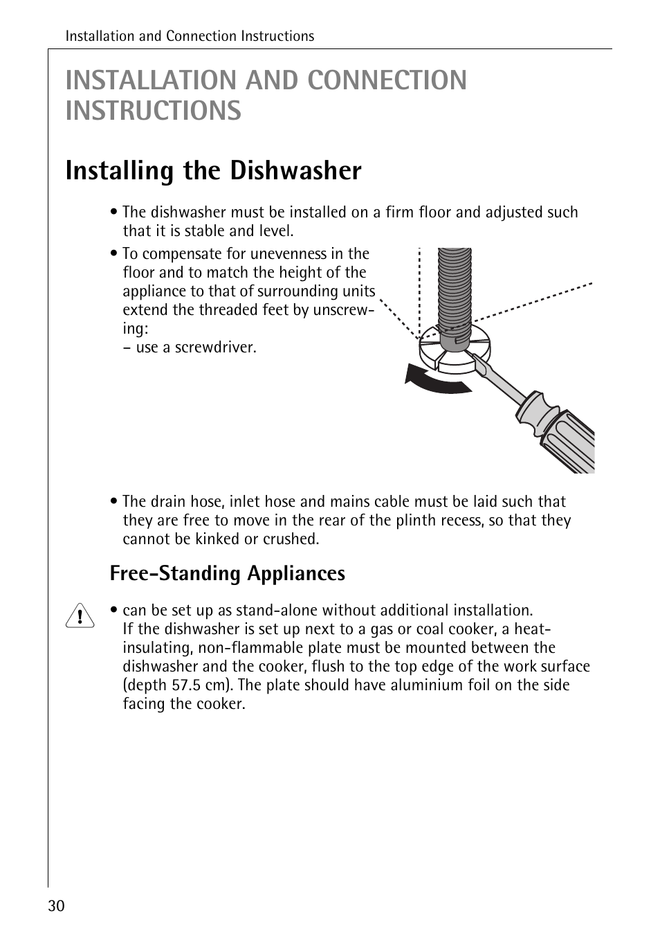 Free-standing appliances | Electrolux 50700 User Manual | Page 30 / 40