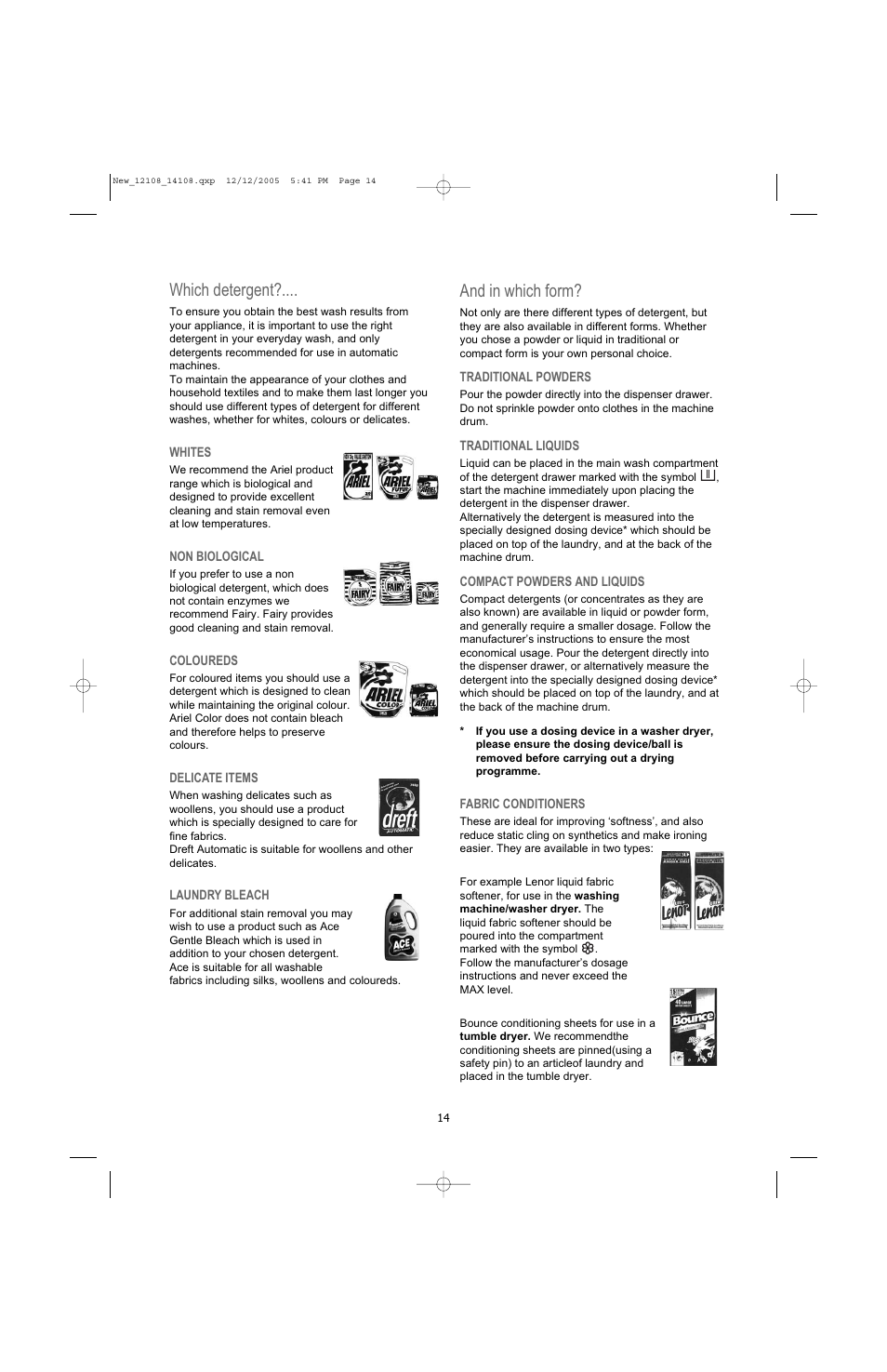And in which form, Which detergent | Electrolux U28190 User Manual | Page 14 / 29