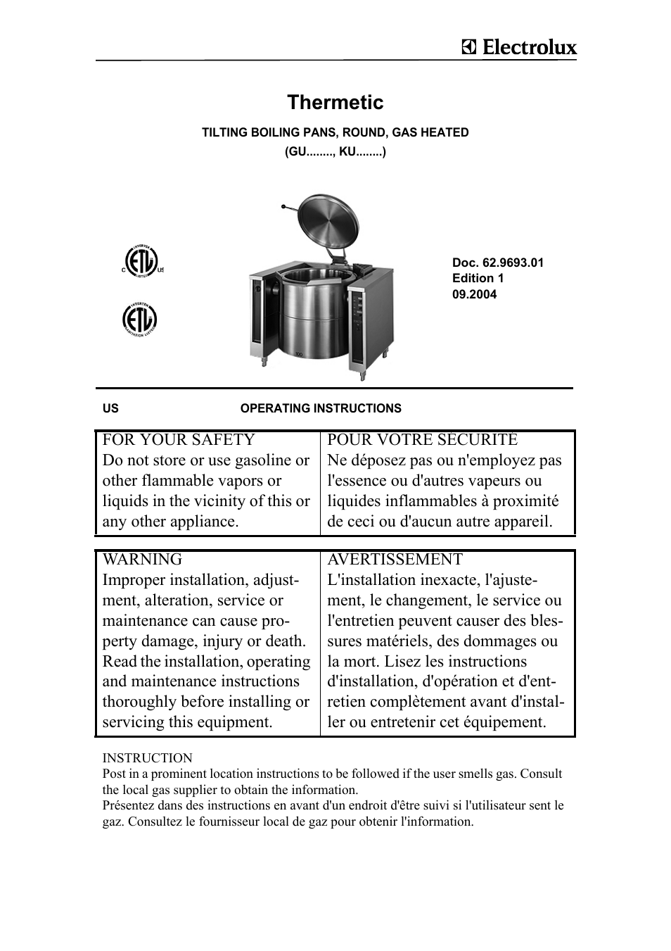 Electrolux Thermetic 583394 User Manual | 12 pages