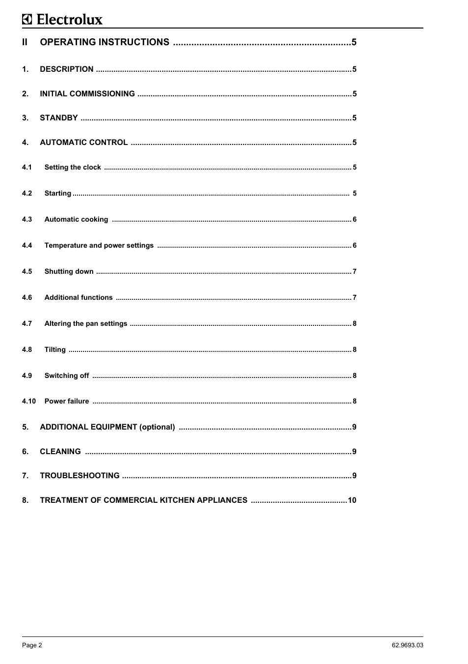 Ii operating instructions | Electrolux Thermetic 583394 User Manual | Page 4 / 12