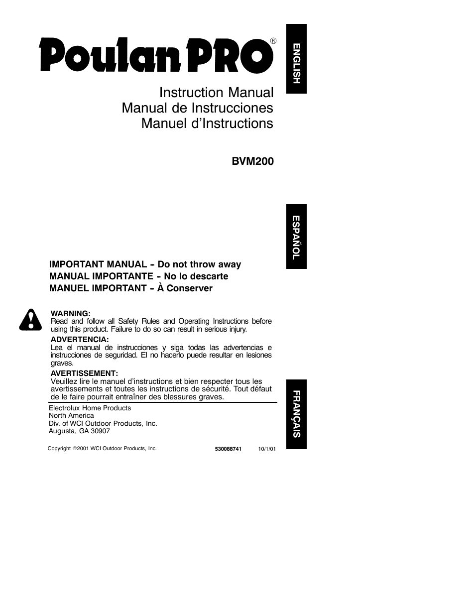 Electrolux BVM200 User Manual | 8 pages