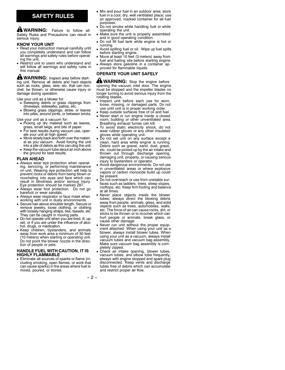 Safety rules | Electrolux BVM200 User Manual | Page 2 / 8