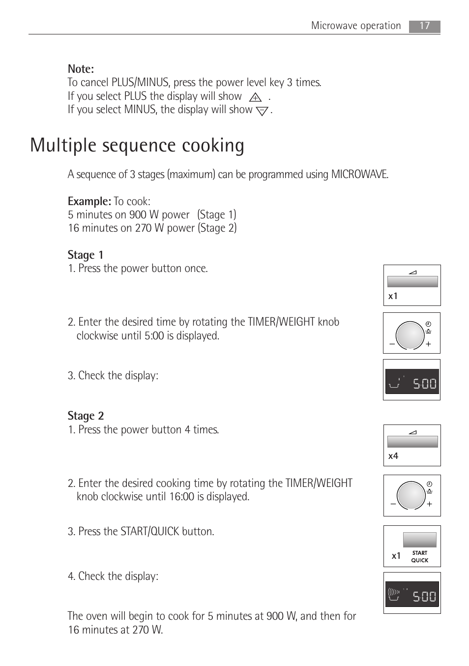 Multiple sequence cooking, 17 microwave operation, X4 x1 | Electrolux MC2662E User Manual | Page 17 / 40