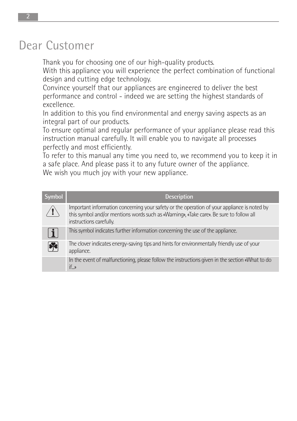 Dear customer | Electrolux MC2662E User Manual | Page 2 / 40