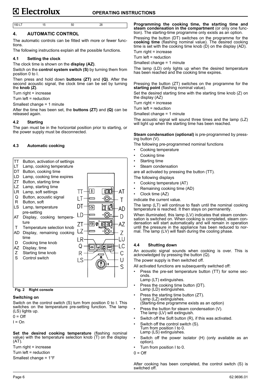 Automatic control | Electrolux GXYEOEOOOO User Manual | Page 8 / 16