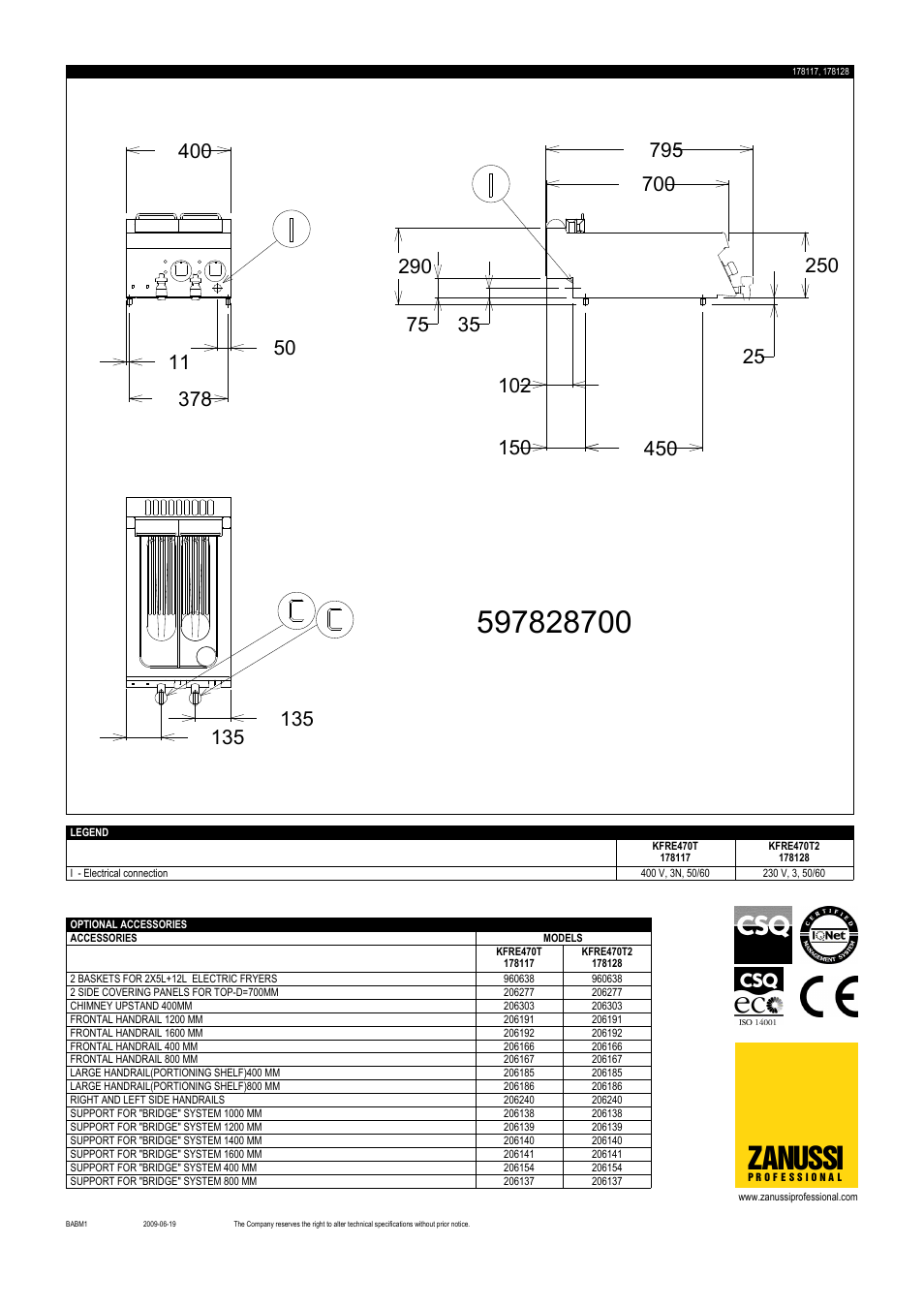 Zanussi | Electrolux KFRE470T2 User Manual | Page 2 / 2