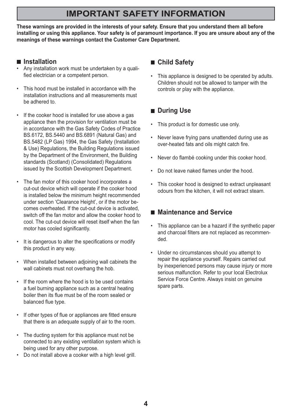 Important safety information | Electrolux CH 710 User Manual | Page 4 / 20