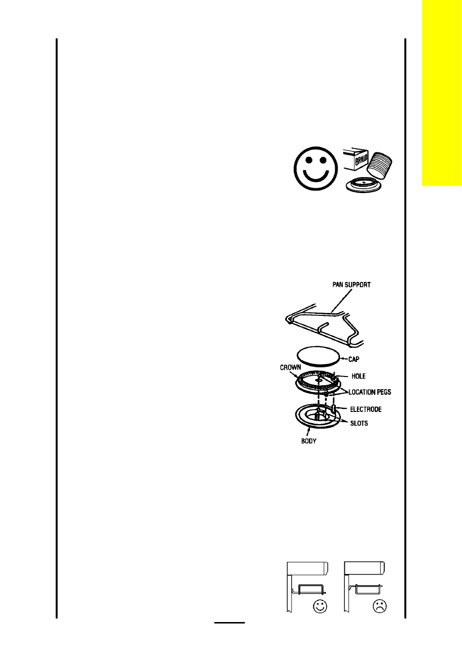 When replacing hotplate burner parts, The grill | Electrolux 55G User Manual | Page 21 / 36