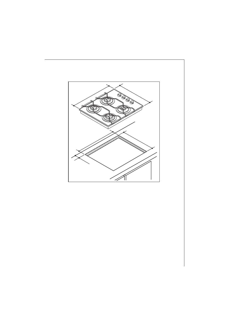 Cut out size, Building in, Building over a cupboard or drawer | Electrolux 95604 G User Manual | Page 17 / 26