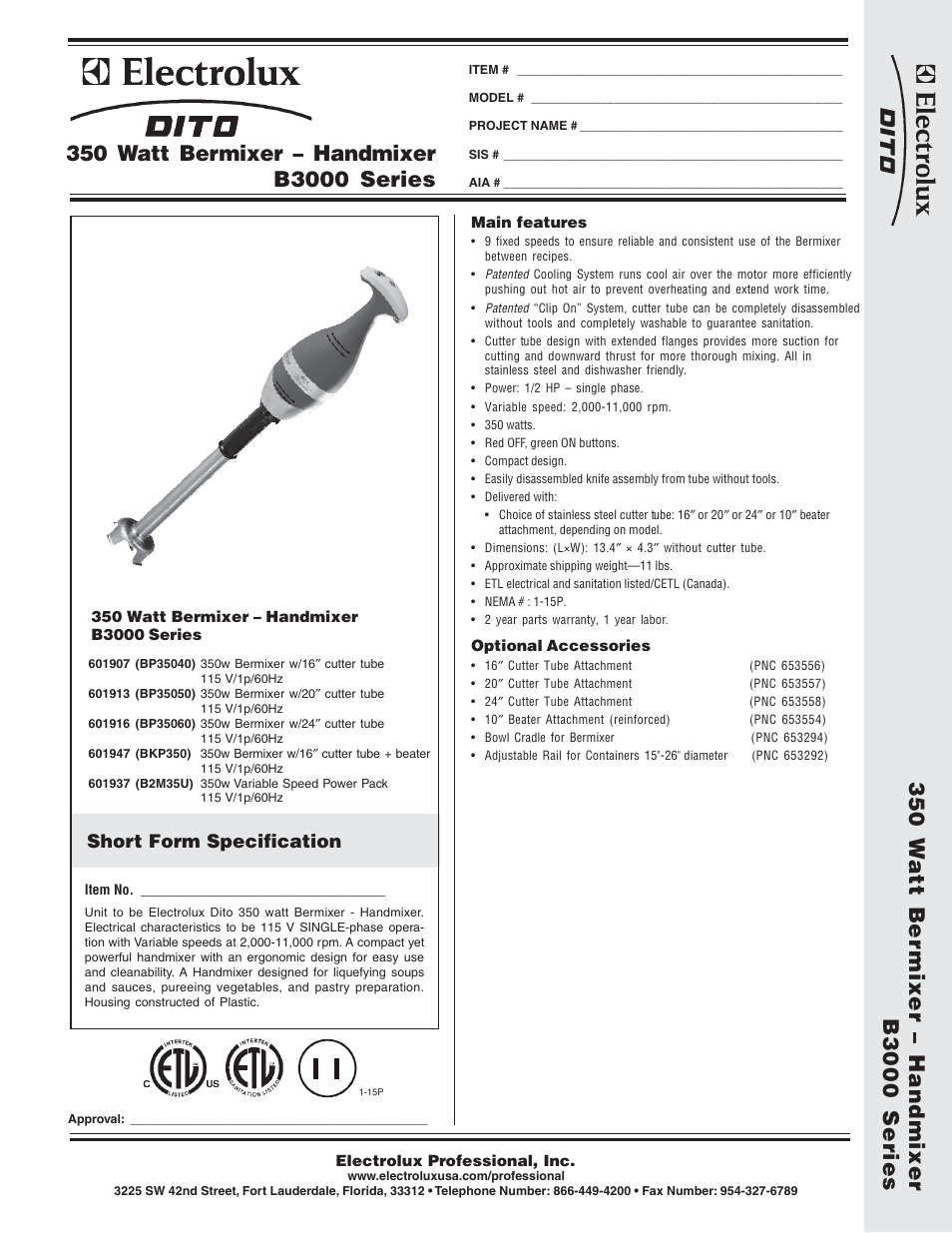 Electrolux Dito B2M35U User Manual | 2 pages