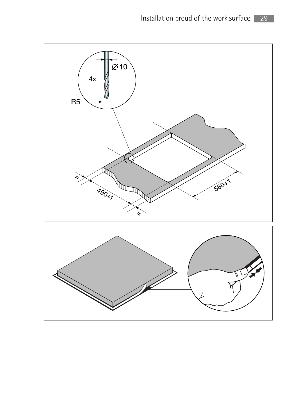 29 installation proud of the work surface | Electrolux 66331KF-N User Manual | Page 29 / 36