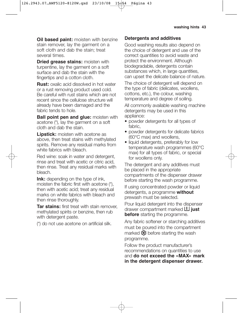 Electrolux AWF 8120 W User Manual | Page 15 / 34