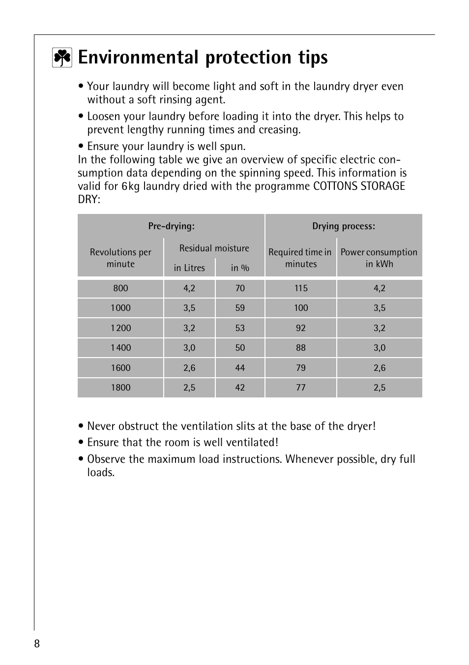 2 environmental protection tips | Electrolux LAVATHERM 57560 User Manual | Page 8 / 40