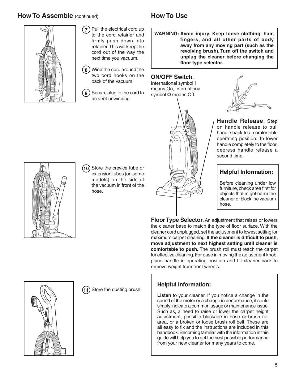 How to assemble, How to use | Electrolux Z2250 User Manual | Page 5 / 12