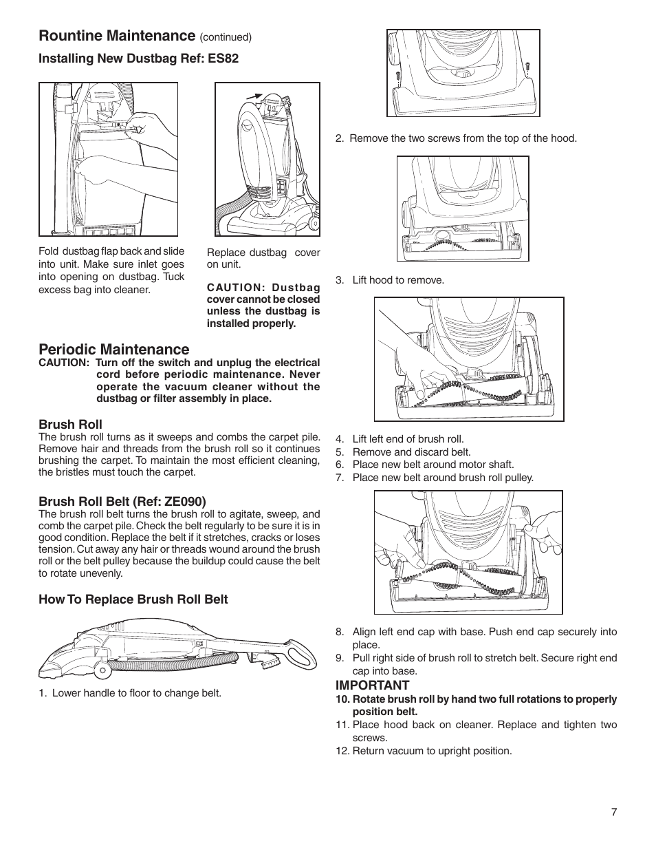 Rountine maintenance, Periodic maintenance | Electrolux Z2250 User Manual | Page 7 / 12