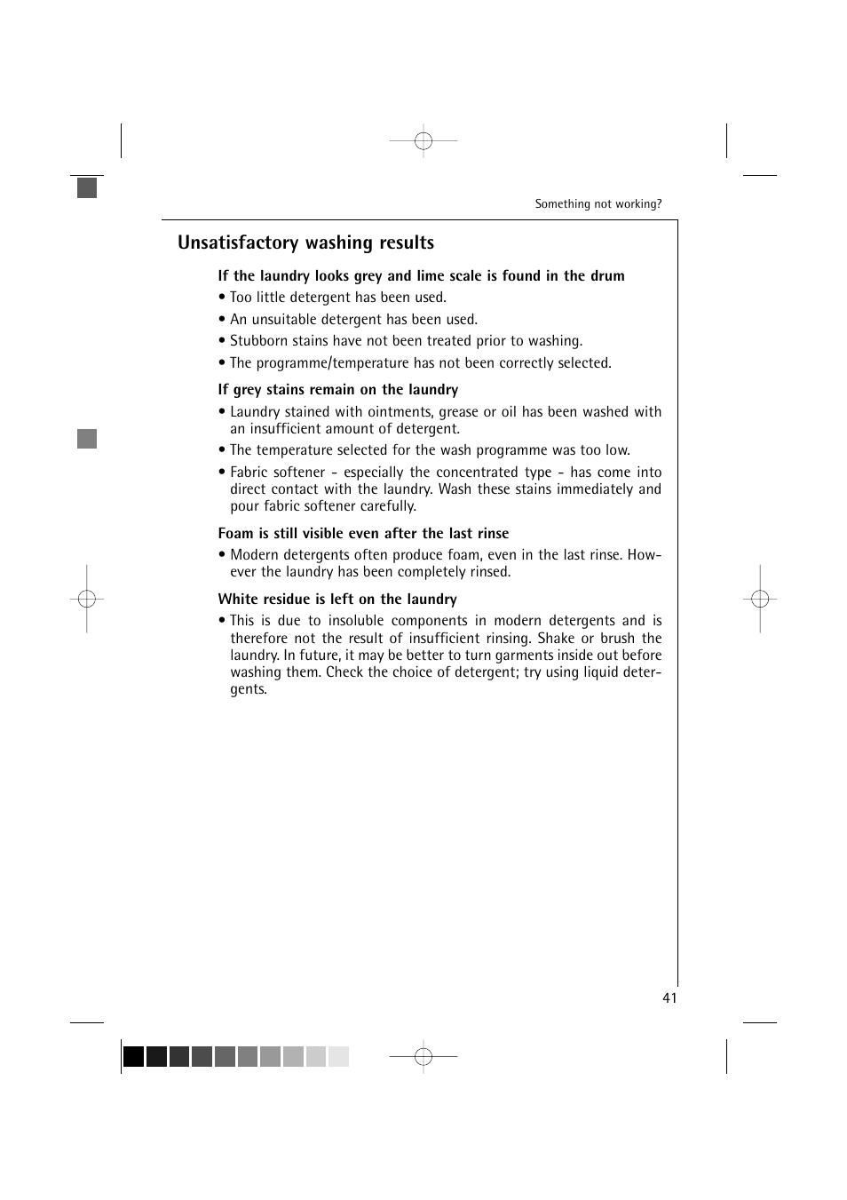 Unsatisfactory washing results | Electrolux LAVAMAT 16810 User Manual | Page 41 / 56