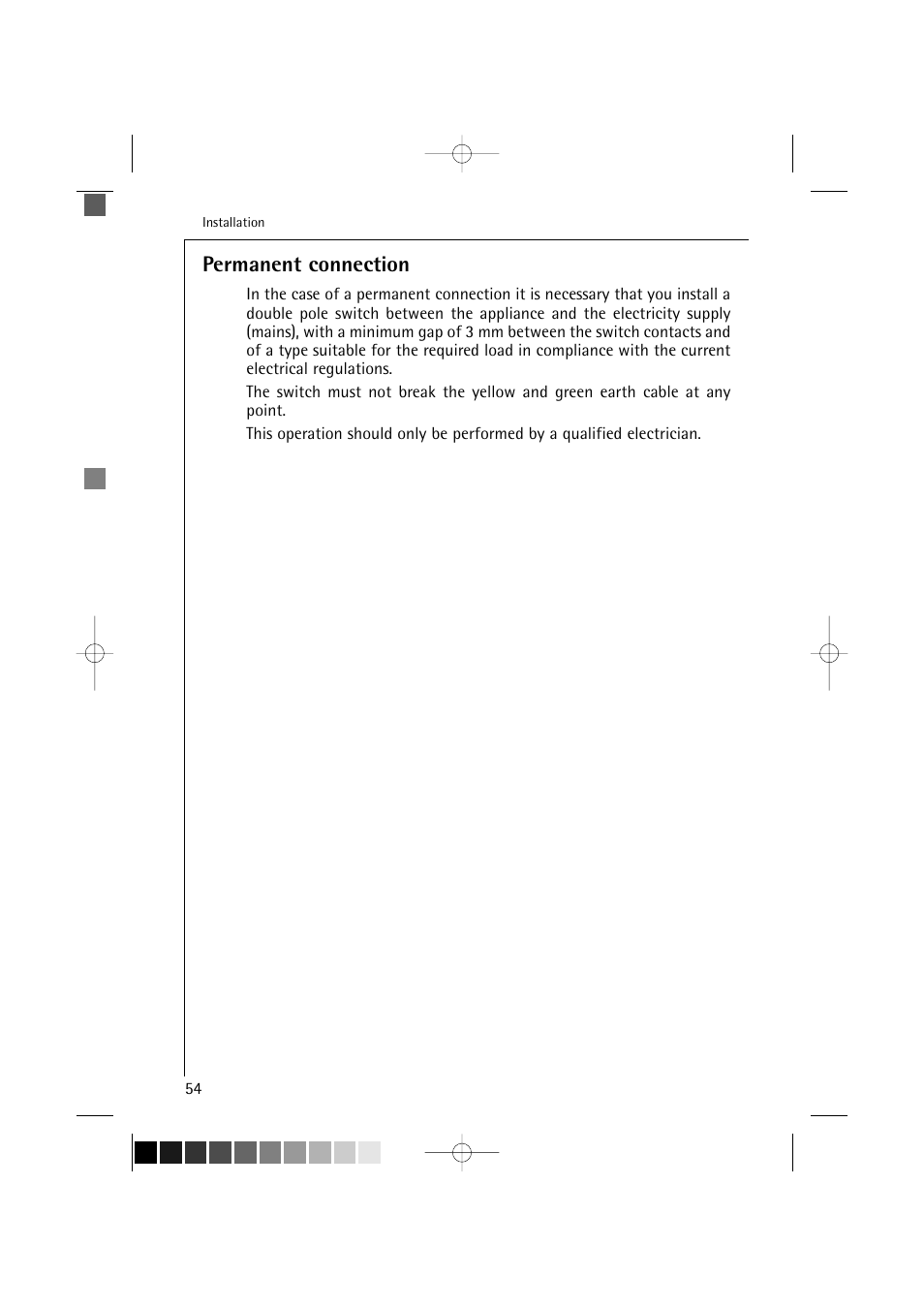 Permanent connection | Electrolux LAVAMAT 16810 User Manual | Page 54 / 56