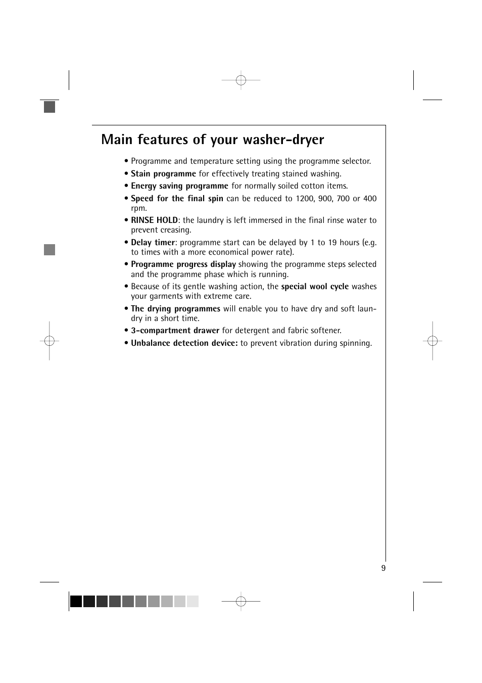 Main features of your washer-dryer | Electrolux LAVAMAT 16810 User Manual | Page 9 / 56