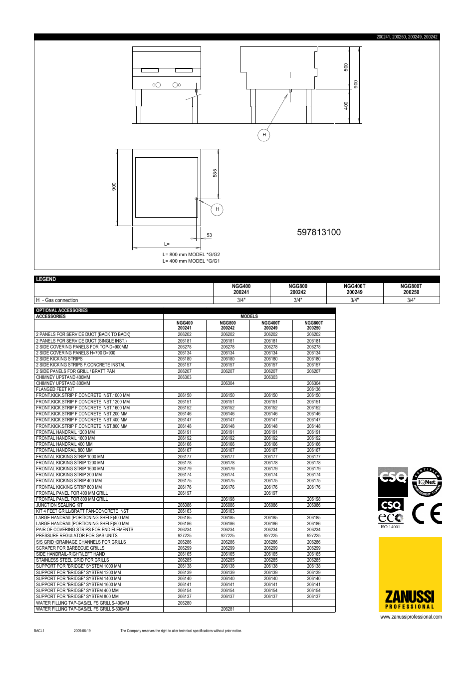 Zanussi | Electrolux Zanussi Professional NGG800T User Manual | Page 2 / 2