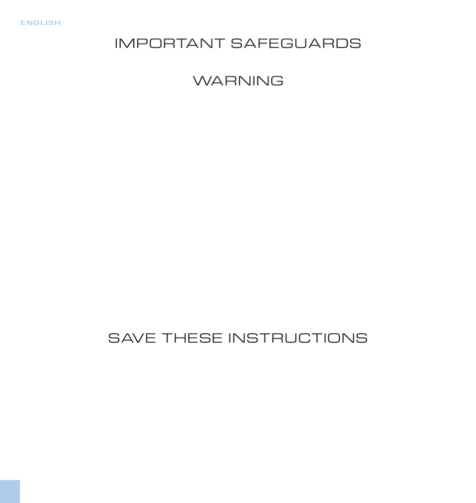 Important safeguards, Warning, Save these instructions | Electrolux oxygen User Manual | Page 2 / 24
