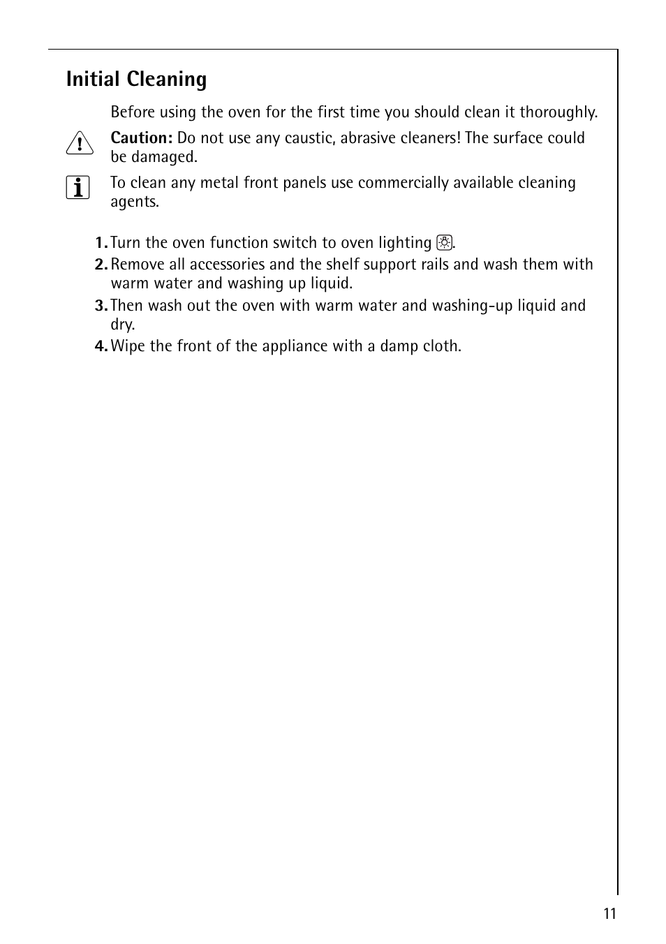 Initial cleaning | Electrolux E2191-4 User Manual | Page 11 / 56