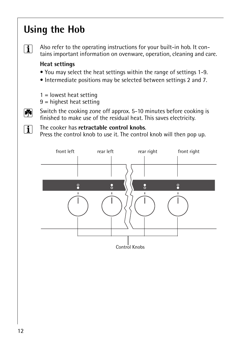 Using the hob 3 | Electrolux E2191-4 User Manual | Page 12 / 56