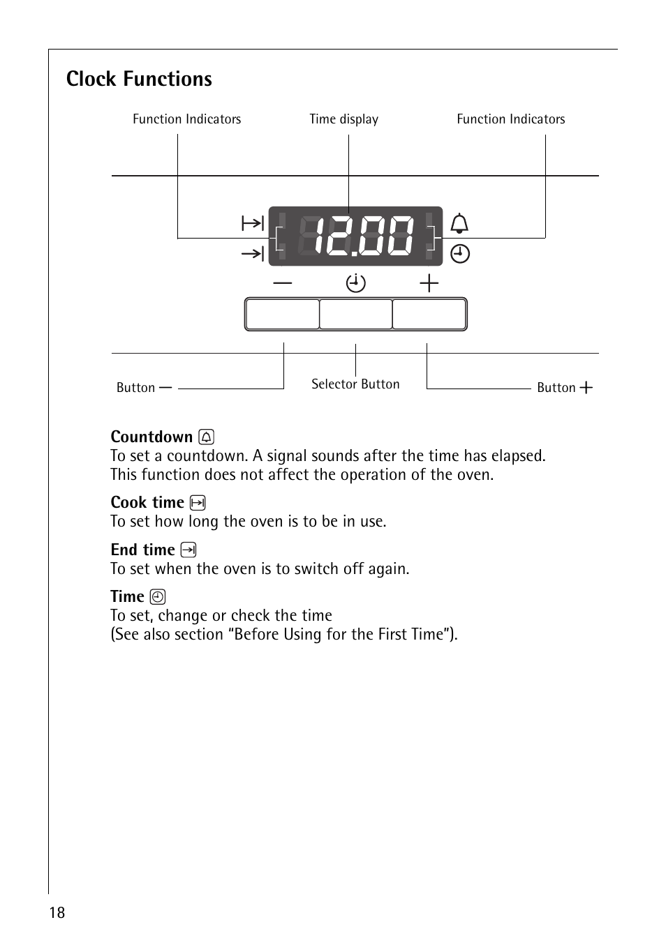 Clock functions | Electrolux E2191-4 User Manual | Page 18 / 56