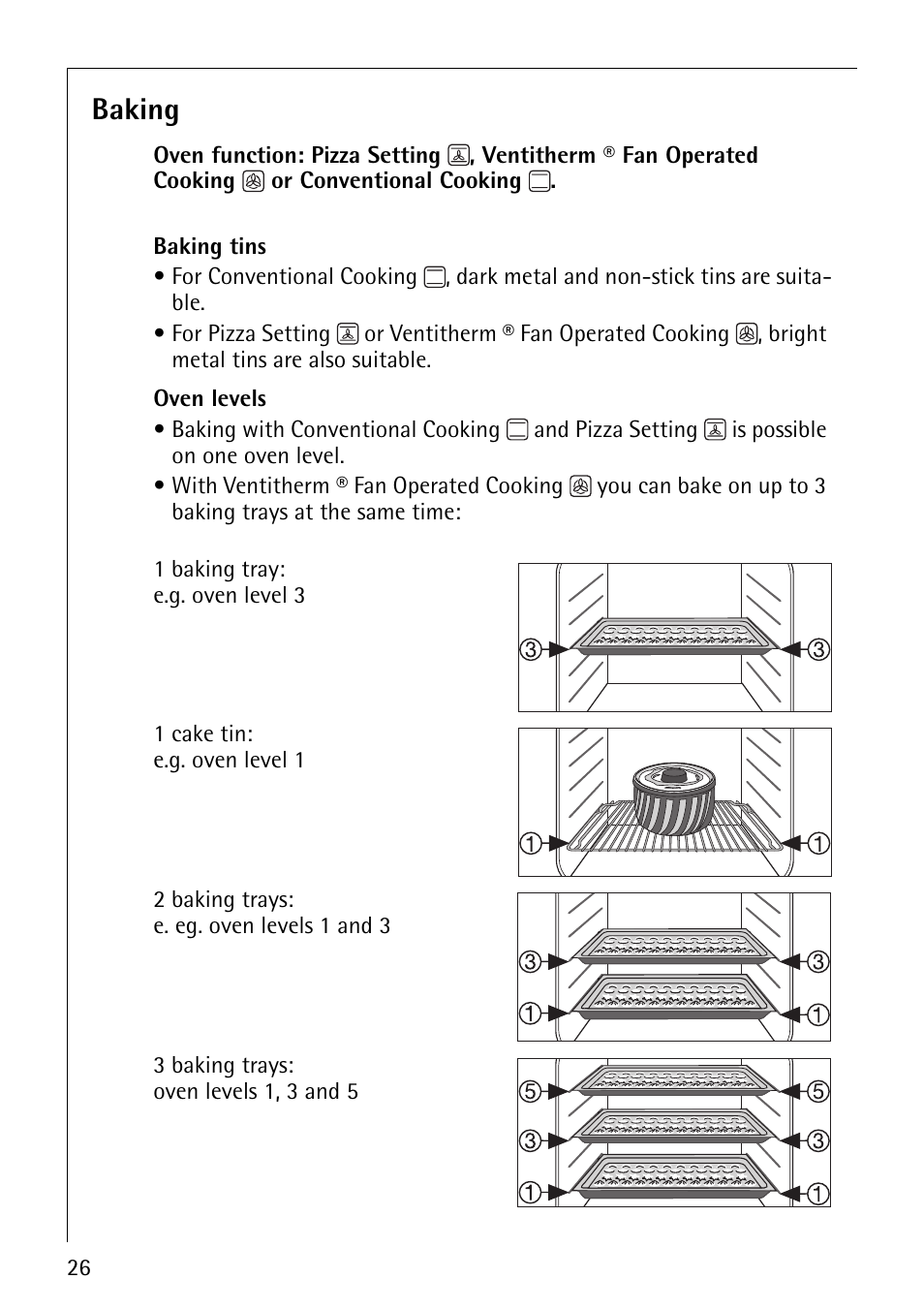 Baking | Electrolux E2191-4 User Manual | Page 26 / 56
