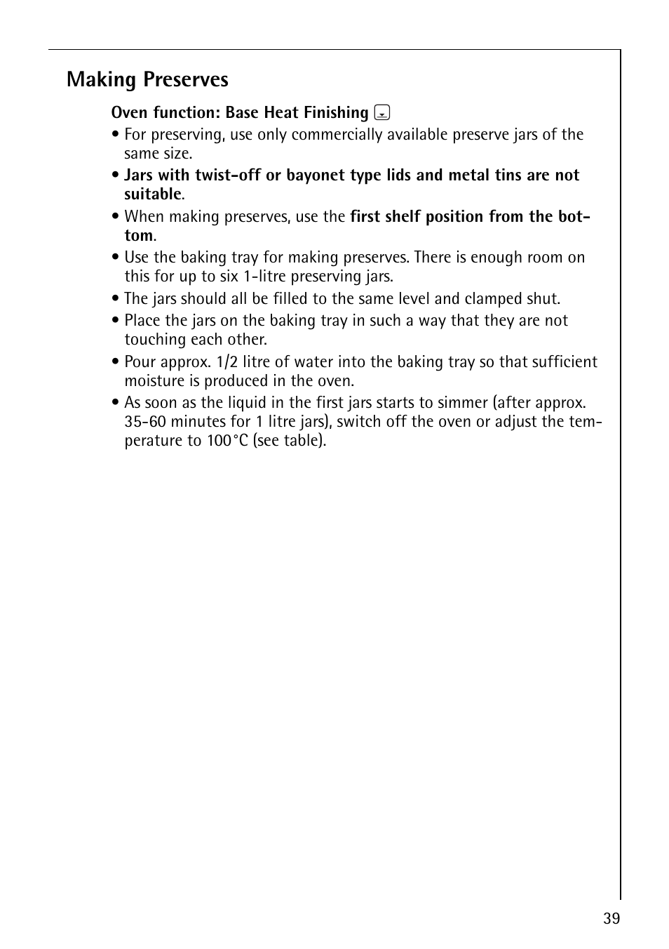 Making preserves | Electrolux E2191-4 User Manual | Page 39 / 56