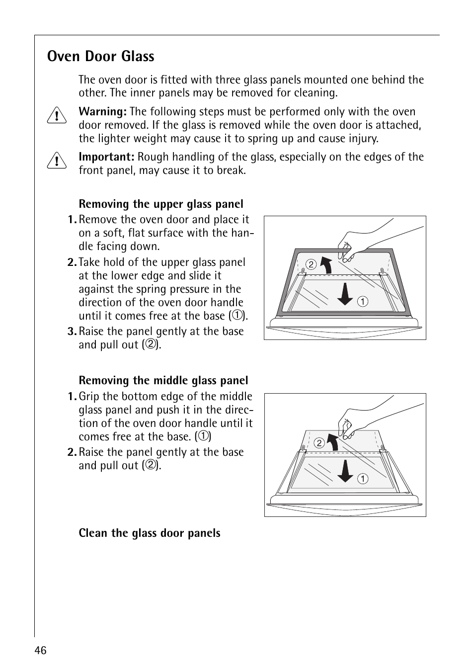 Oven door glass | Electrolux E2191-4 User Manual | Page 46 / 56